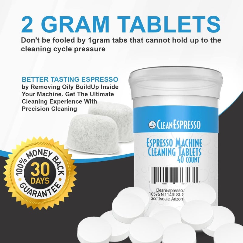 CleanEspresso - Designed For Breville Cleaning Kit - 40 Breville Compatible Cleaning Tablets + 2 Espresso Machine Water Filters + 2-Use Descaler - Espresso Machine Accessories - Image 5
